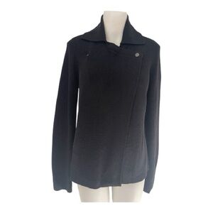 Eileen fisher wool knit jacket cardigan sweater small black